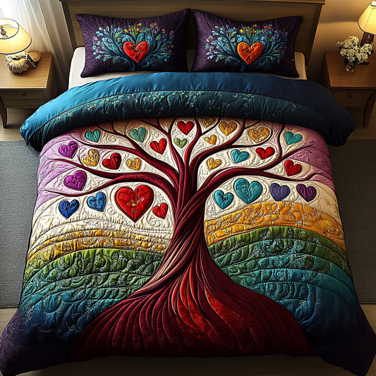 Tree of Love 3-Piece Quilted Bedding Set NCU0DK3171