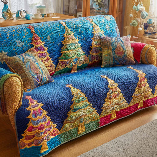 Tri-Stripe Tree Quilted Sofa Cover NCU0XD1926