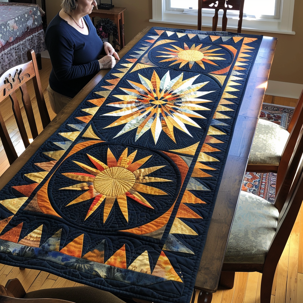 Tribal Cosmos Quilted Table Runner NCU0TH631