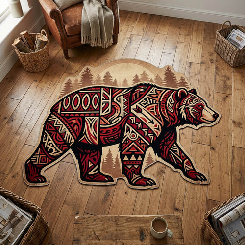 Tribal Bear Custom Shape Area Rug NCU0TD2627