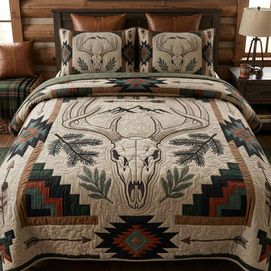 Tribal Deer 3-Piece Quilted Bedding Set NCU0XD2835
