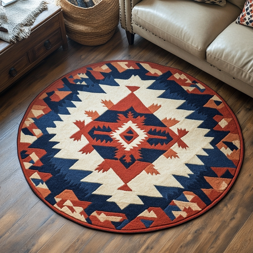 Tribal Echo Quilted Round Mat NCU0DK5160