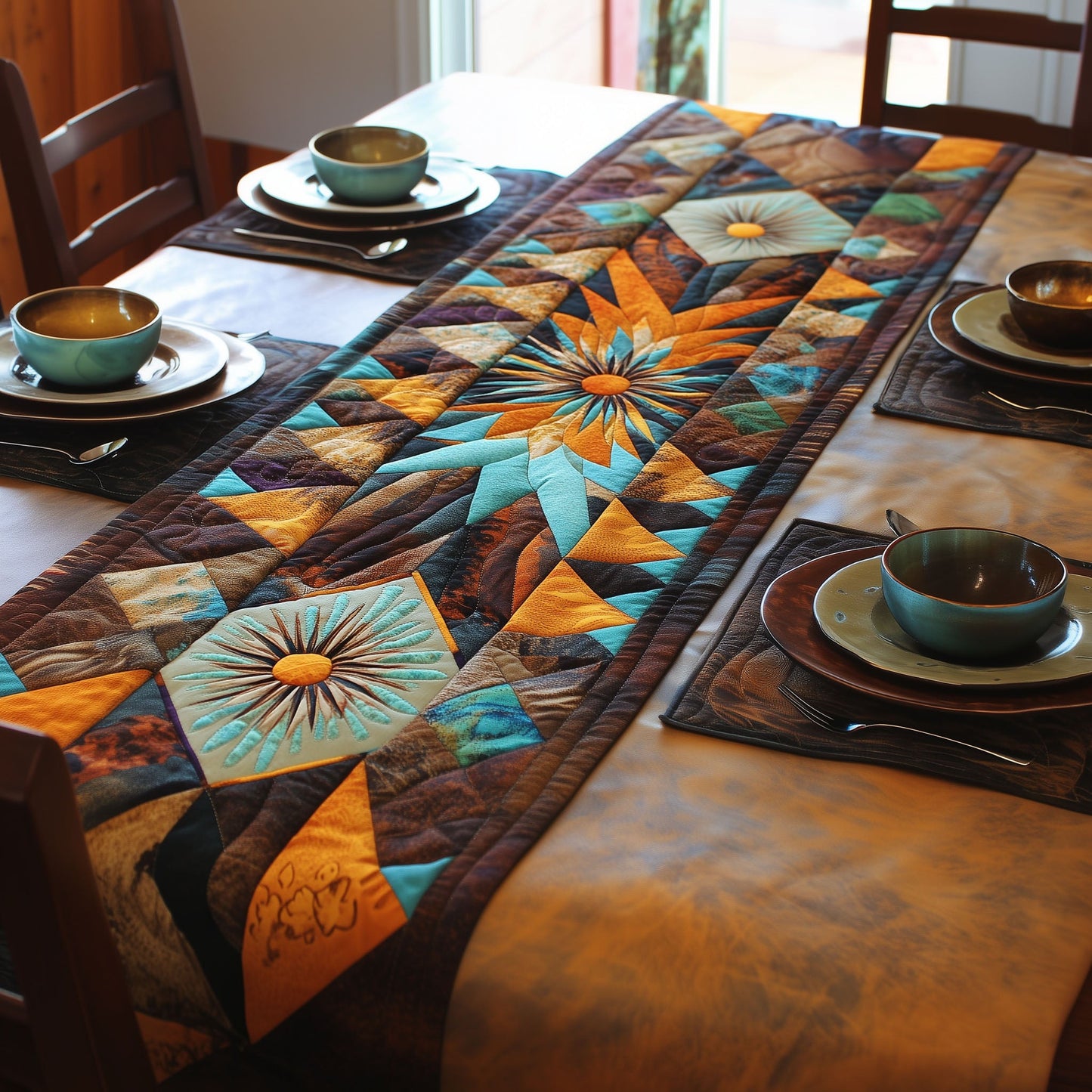 Tribal Echo Quilted Table Runner NCU0PT3998