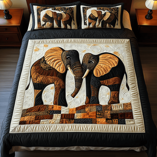 Tribal Elegance Elephant 3-Piece Quilted Bedding Set NCU0TH2589