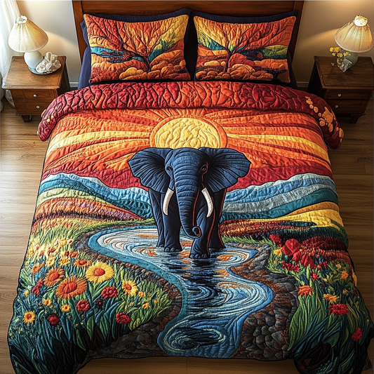 Tribal Elephant 3-Piece Quilted Bedding Set NCU0DK4199