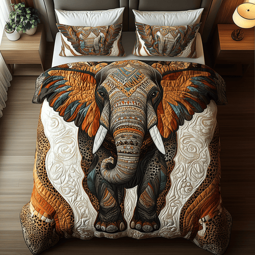 Tribal Elephant 3-Piece Quilted Bedding Set NCU0TH2593