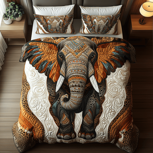 Tribal Elephant 3-Piece Quilted Bedding Set NCU0TH2593