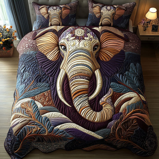 Tribal Elephant Bliss 3-Piece Quilted Bedding Set NCU0PT4127