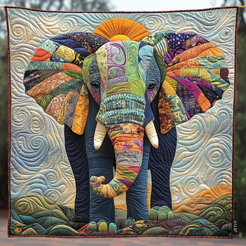 Rustic Sunflower Elephant Quilted Blanket NCU0TH730 main image 0