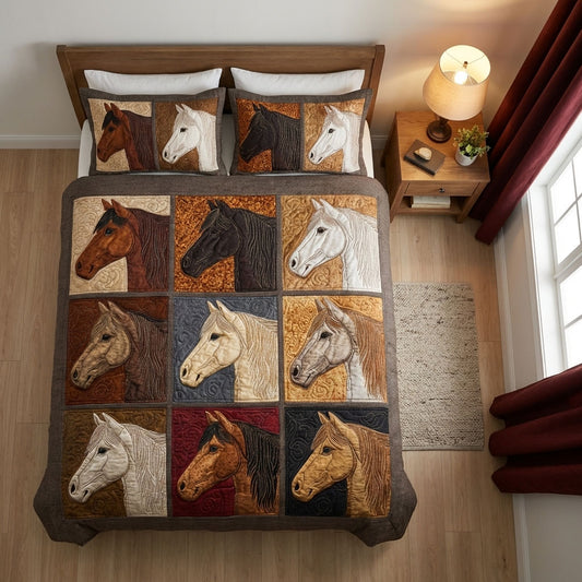 Tribal Horse 3-Piece Quilted Bedding Set NCU0DK12274