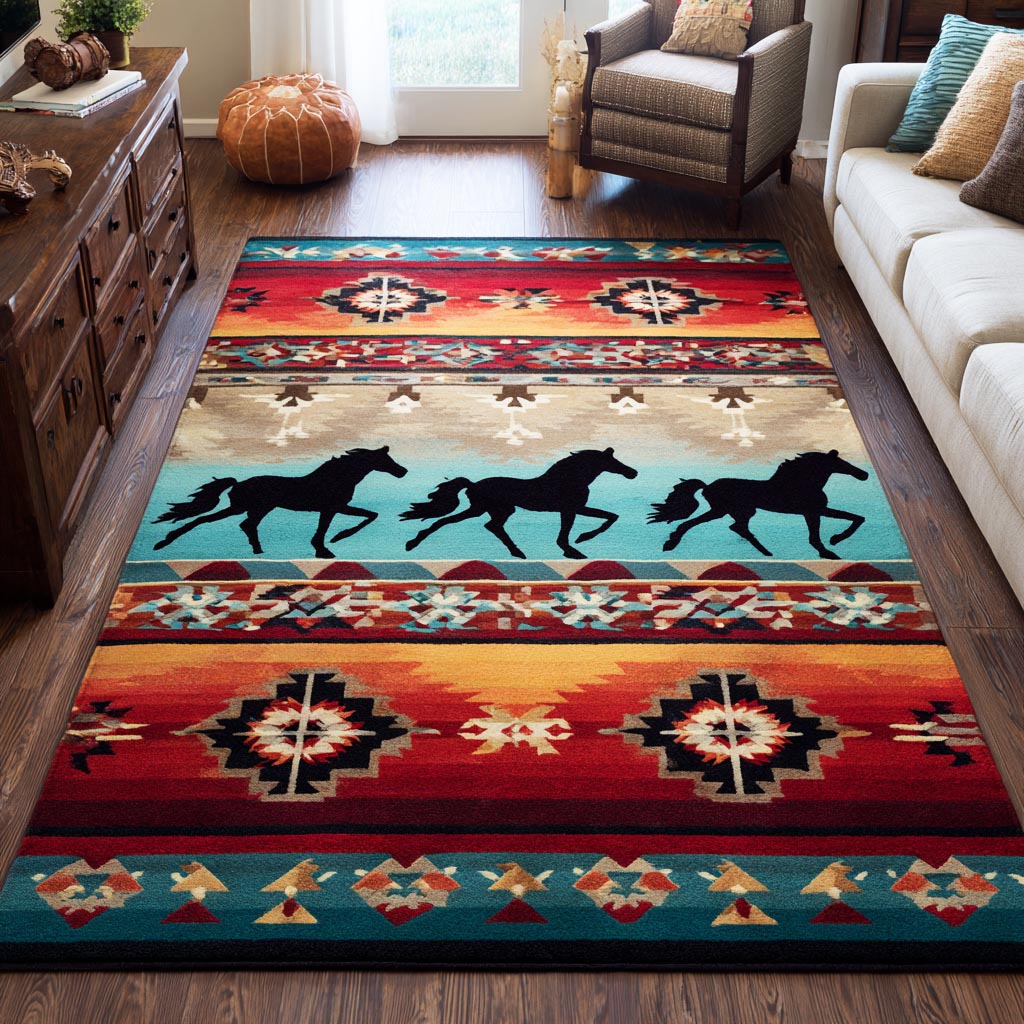 Tribal Horse Area Rug NCU0TD2450