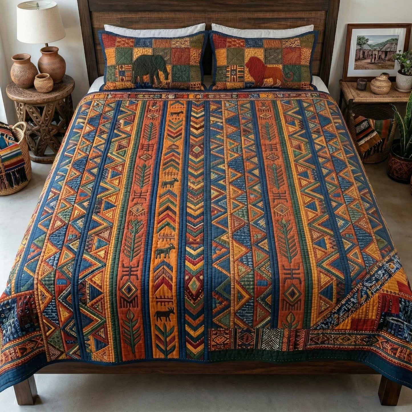 Tribal Lines 3-Piece Quilted Bedding Set NCU0XD2738