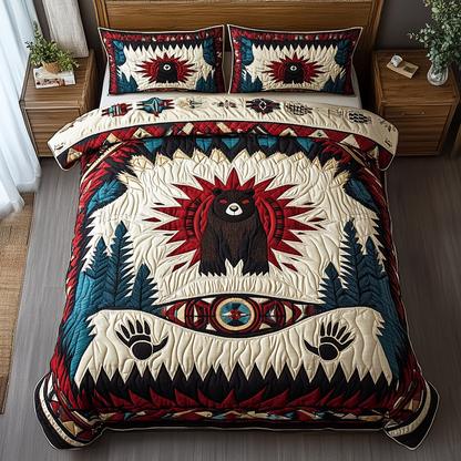 Tribal Paw Prints 3-Piece Quilted Bedding Set NCU0DK3473