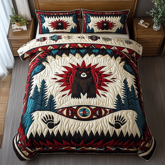 Tribal Paw Prints 3-Piece Quilted Bedding Set NCU0DK3473