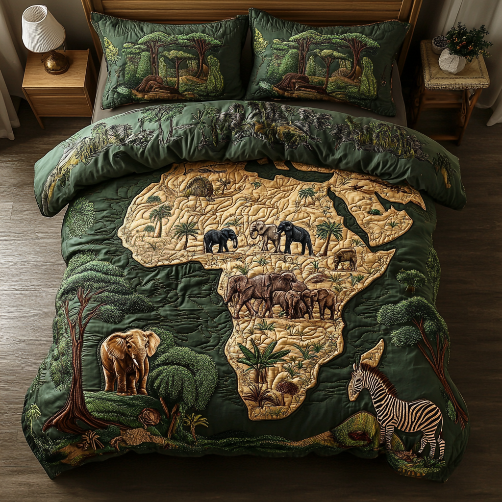Tribal Tracks 3-Piece Quilted Bedding Set NCU0VH5558
