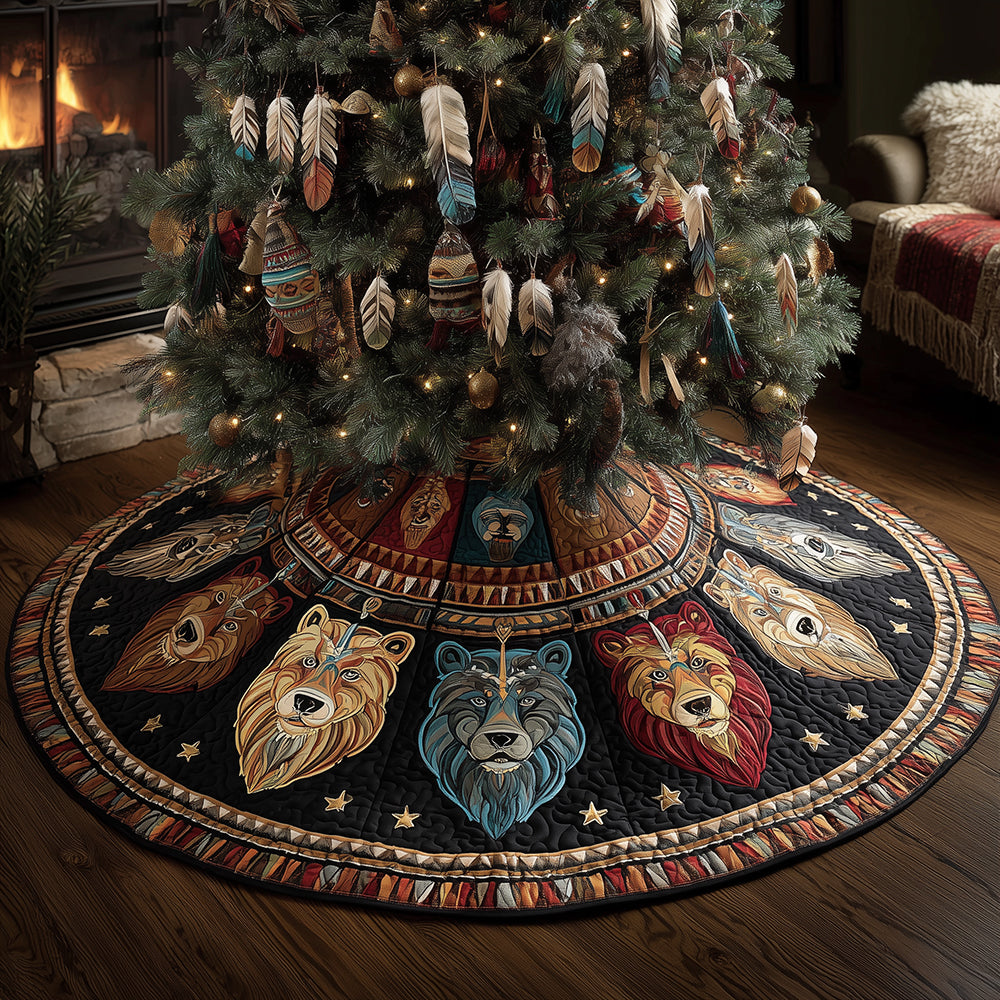 Tribal Watchers Christmas Quilted Tree Skirt NCU0TH3872