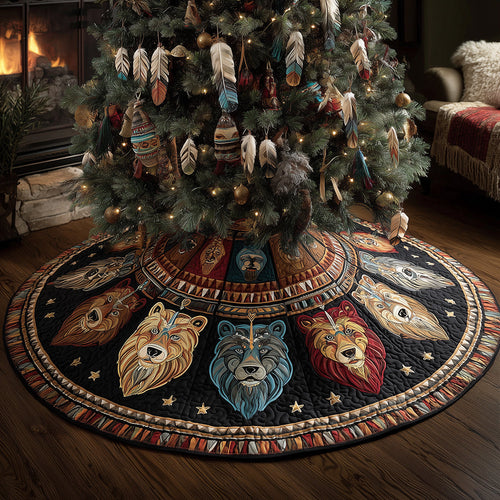 Tribal Watchers Christmas Quilted Tree Skirt NCU0TH3872