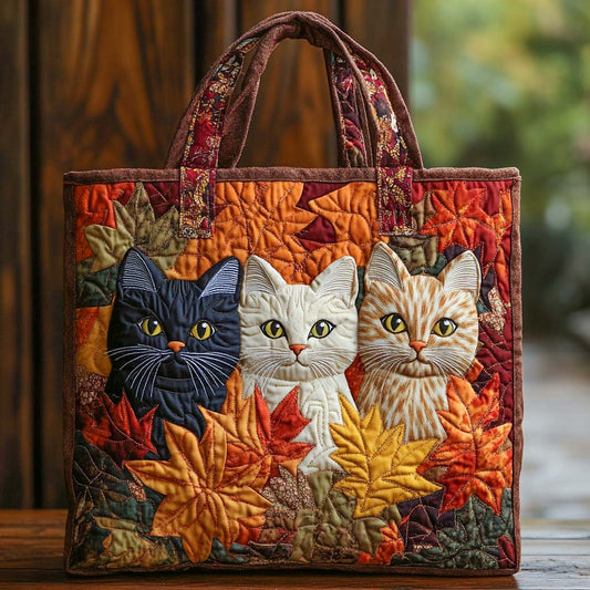 Trio of Autumn Whiskers Quilted Tote Bag NCU0XD1210