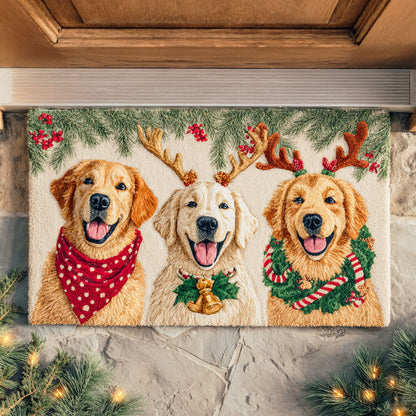 Festive Golden Retriever Doormat NCU0VT272