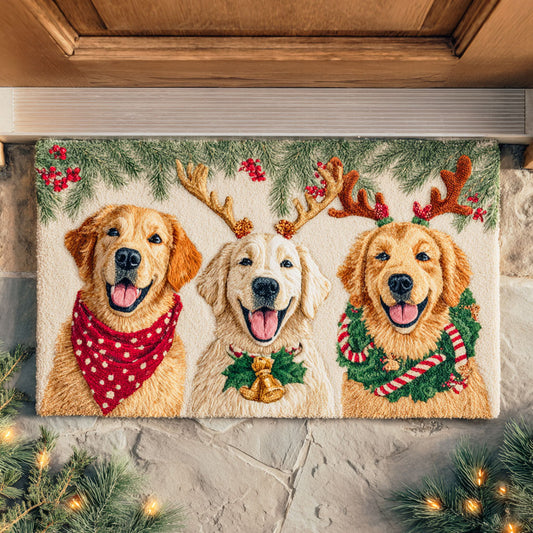 Festive Golden Retriever Doormat NCU0VT272