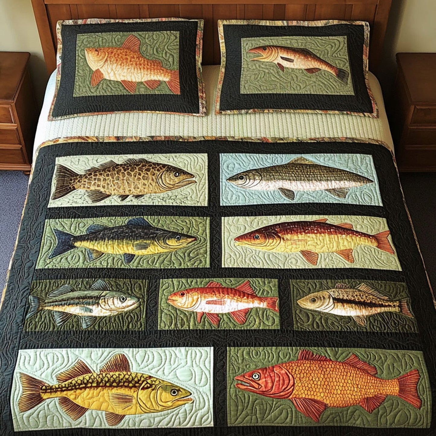 Trolling Tales 3-Piece Quilted Bedding Set NCU0PT5553