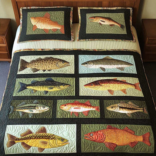 Trolling Tales 3-Piece Quilted Bedding Set NCU0PT5553
