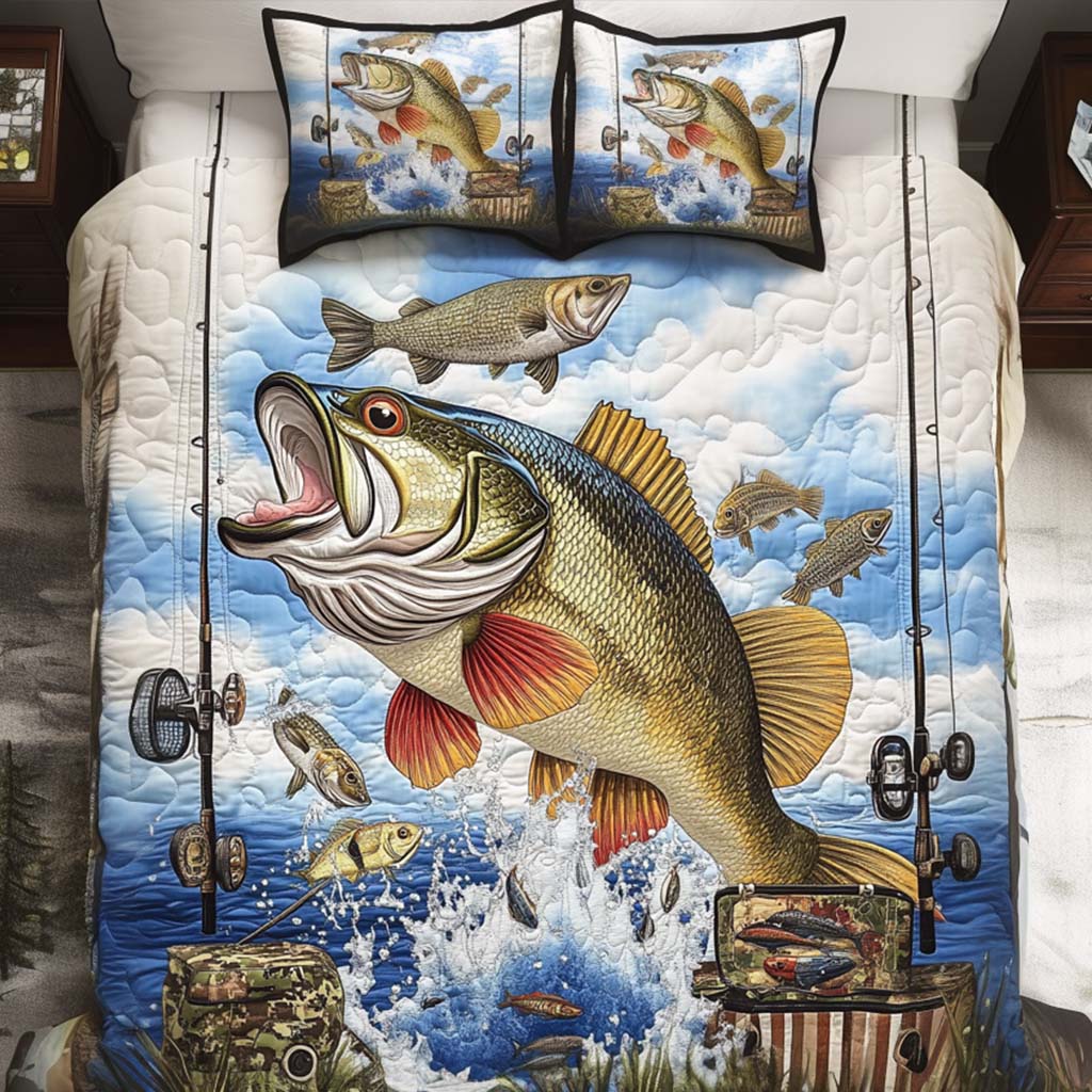 Trophy Catch 3-Piece Quilted Bedding Set NCU0NT7195