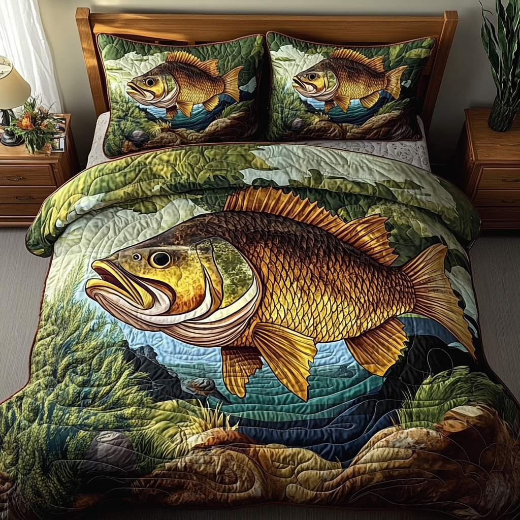 Trophy Catch 3-Piece Quilted Bedding Set NCU0DV3812