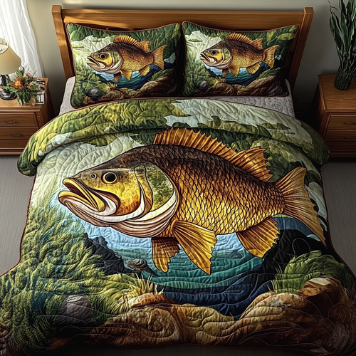 Trophy Catch 3-Piece Quilted Bedding Set NCU0DV3812