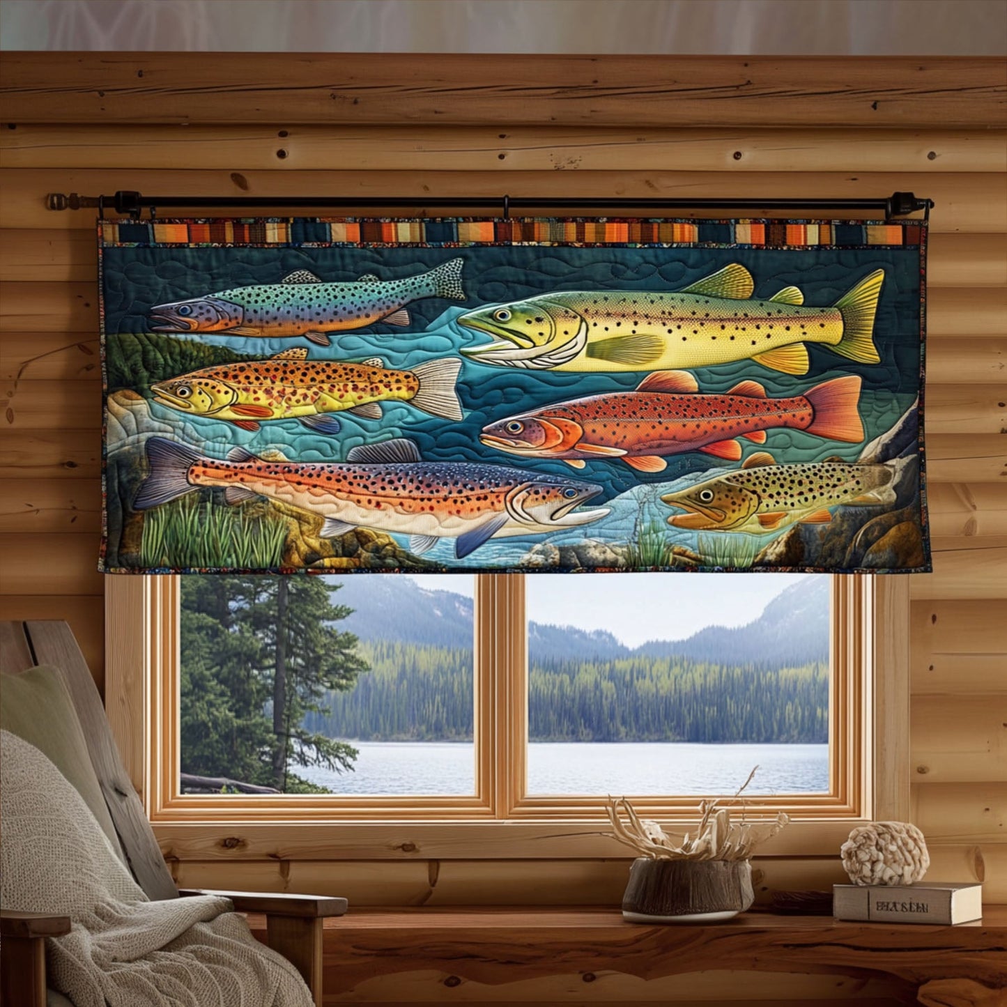 Trophy Trout Quilted Valance NCU0PT4551