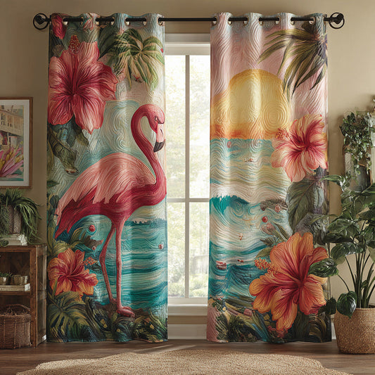Tropic Flamingo Quilted Curtains NCU0HH1731