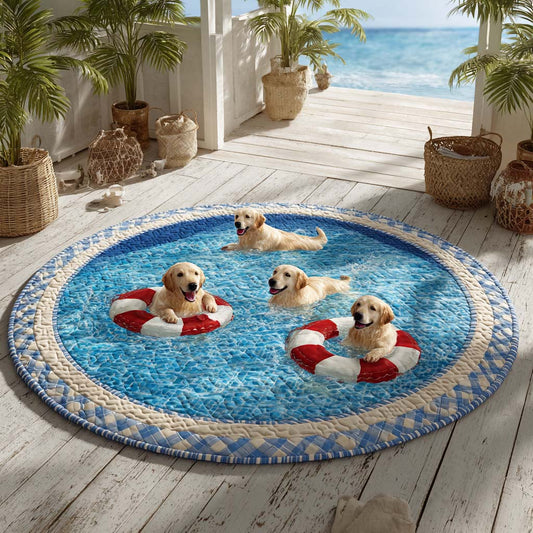 Tropic Golden Retriever Quilted Round Mat NCU0HH1940