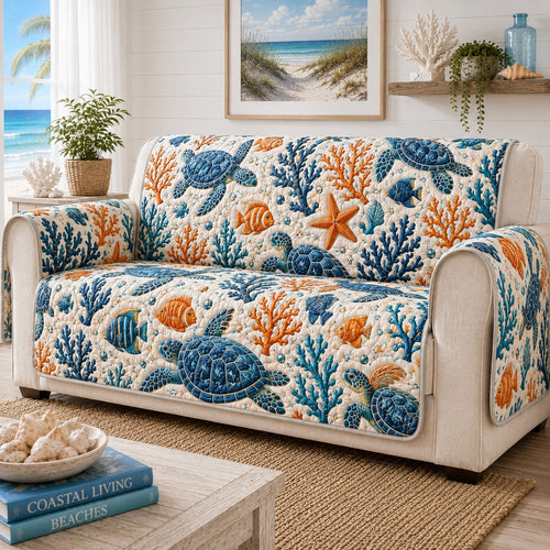Tropic Reef Mariners Quilted Sofa Cover NCU0VL3939