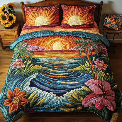 Tropic Shine 3-Piece Quilted Bedding Set NCU0VL1809