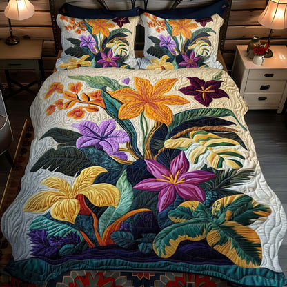 Tropical Bloom 3-Piece Quilted Bedding Set NCU0NT1076