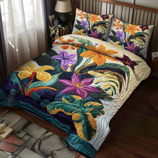 Tropical Bloom 3-Piece Quilted Bedding Set NCU0NT1076