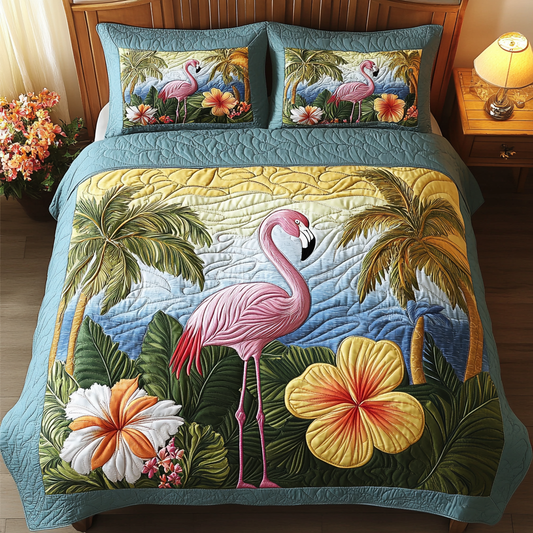 Tropical Bloom 3-Piece Quilted Bedding Set NCU0VH5588