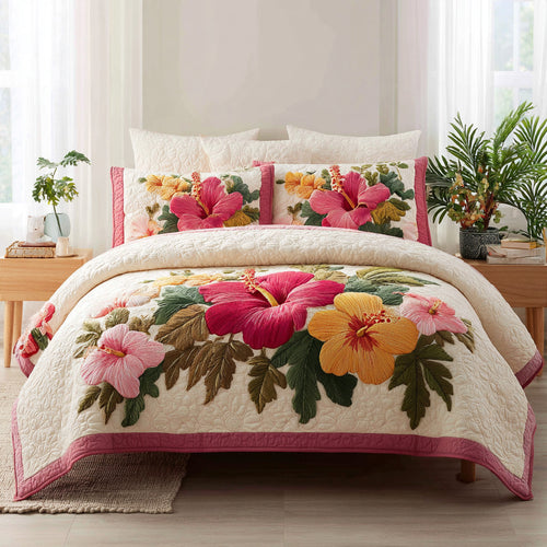 Tropical Bloom 3-Piece Quilted Bedding Set NCU0VL3429