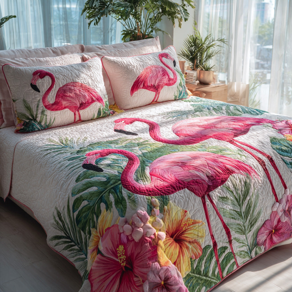 Tropical Bloom 3-Piece Quilted Bedding Set NCU0VL3534