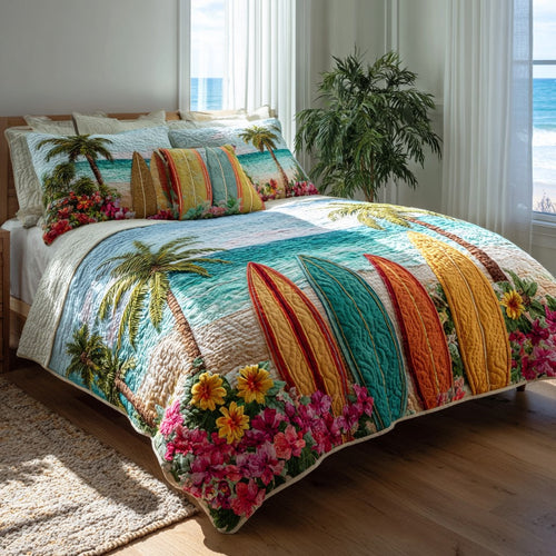 Tropical Bloom 3-Piece Quilted Bedding Set NCU0VL3550