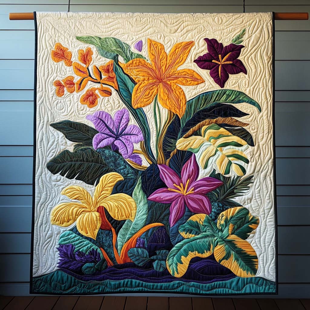 Tropical Bloom Quilted Blanket NCU0NT788