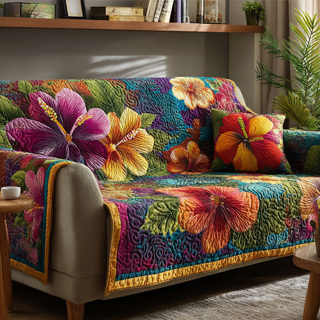 Tropical Bloom Quilted Sofa Cover NCU0TV533