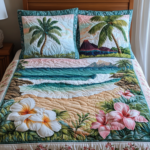 Tropical Blossom 3-Piece Quilted Bedding Set NCU0DV5207