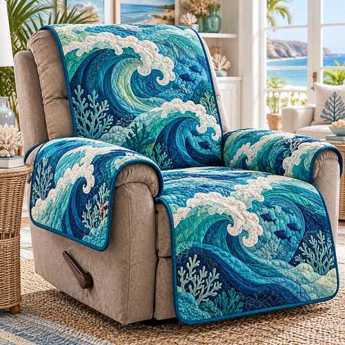 Tropical Blue Current Quilted Sofa Cover NCU0DV10360