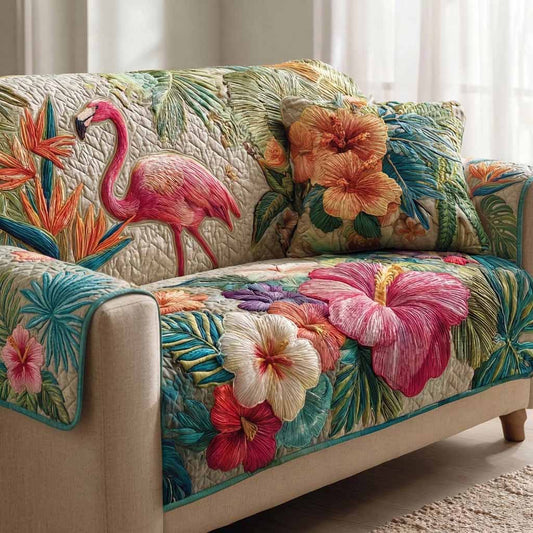 Tropical Blush Quilted Sofa Cover NCU0XD2604