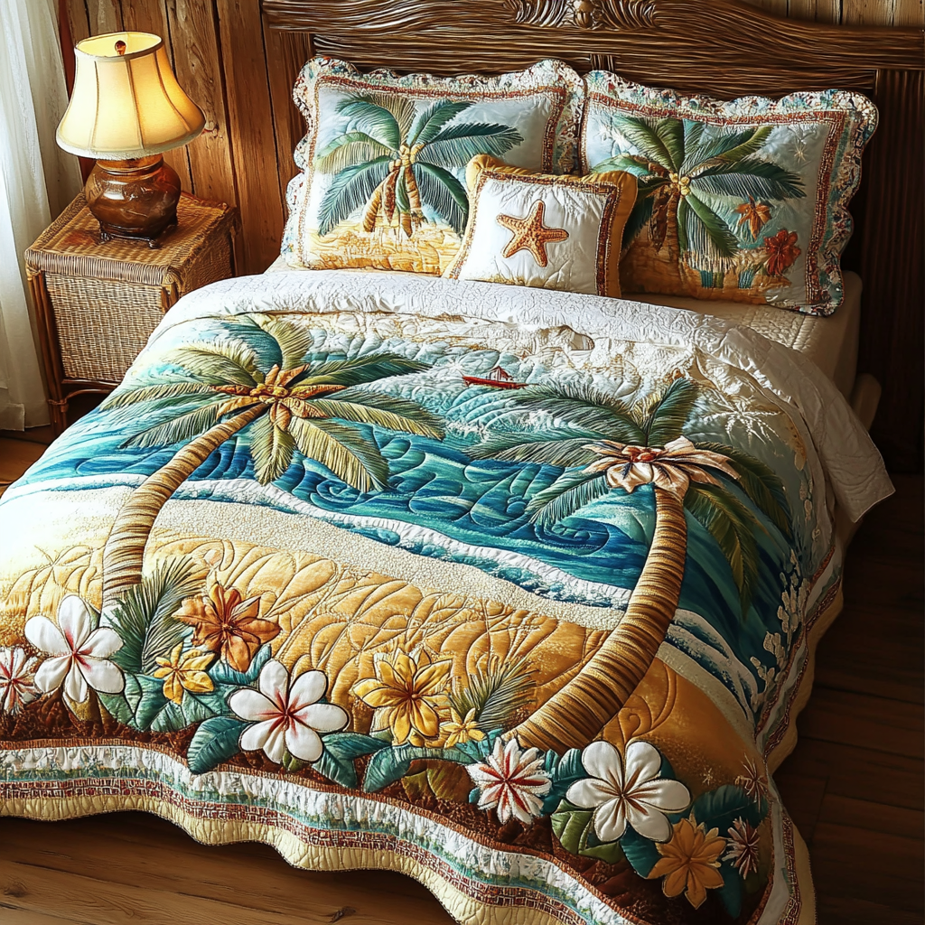 Tropical Breeze 3-Piece Quilted Bedding Set NCU0VL2521