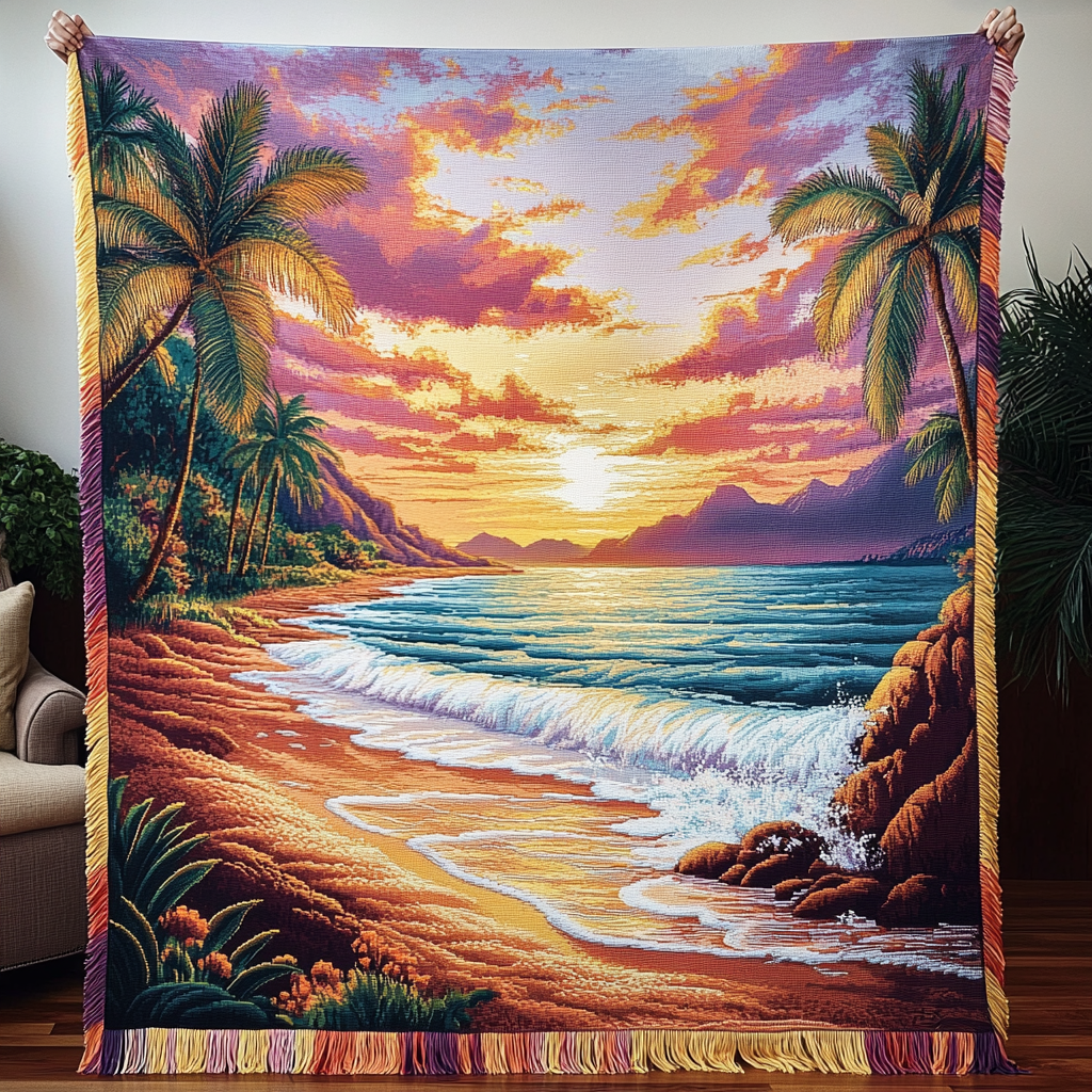 Tropical Dawn Woven Sofa Blanket NCU0VH3879