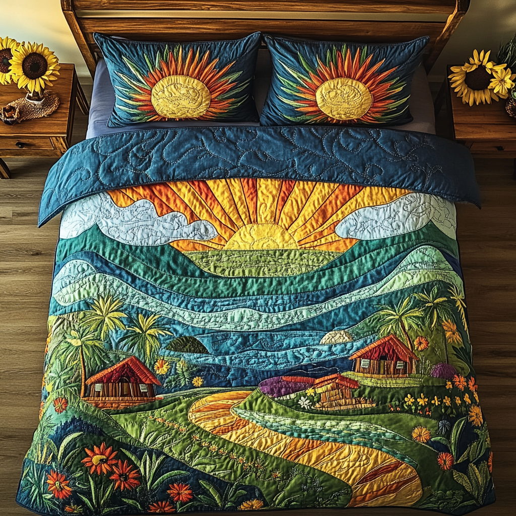 Tropical Dreams 3-Piece Quilted Bedding Set NCU0VL1797