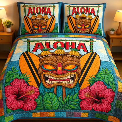 Tropical Dreams 3-Piece Quilted Bedding Set NCU0VL1959