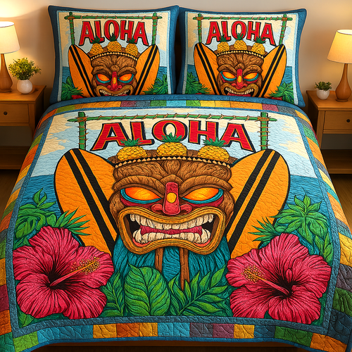 Tropical Dreams 3-Piece Quilted Bedding Set NCU0VL1959